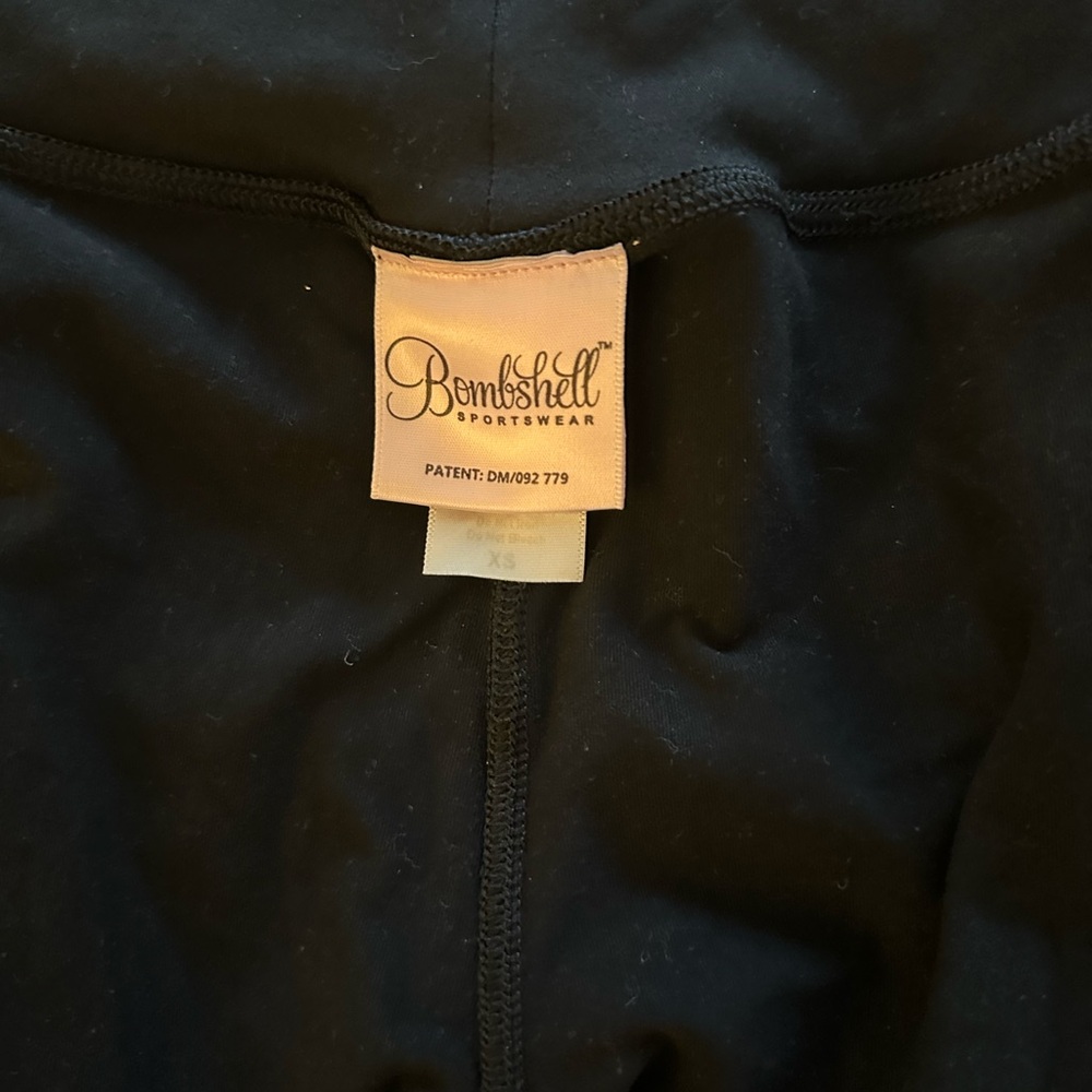 Bombshell Sportswear Black Leggings with White Stripe Detail - Picture 2 of 2